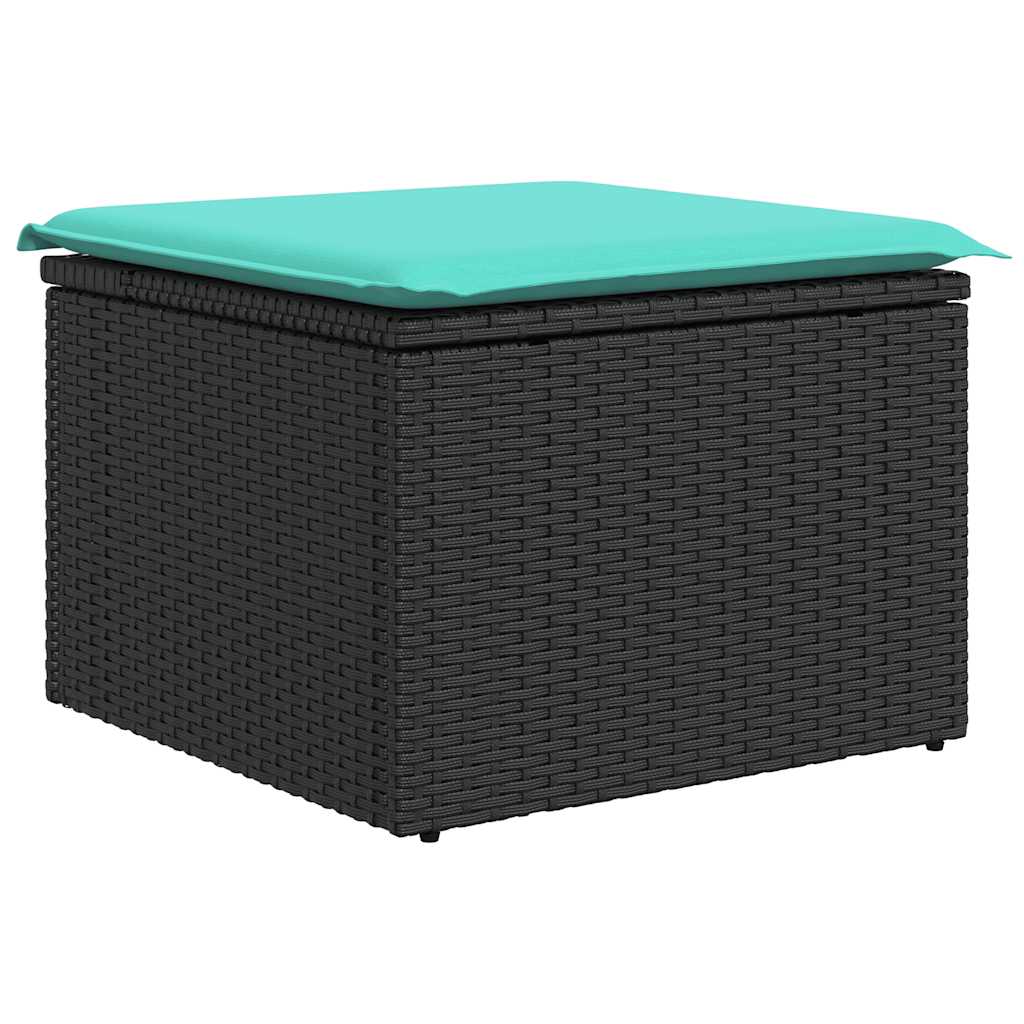 9-tlg. Garten-Sofagarnitur mit Kissen Schwarz Poly Rattan