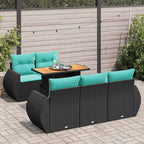 6-tlg. Garten-Sofagarnitur mit Kissen Schwarz Poly Rattan