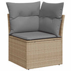 6-tlg. Garten-Sofagarnitur mit Kissen Beige Poly Rattan Akazie