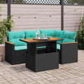 5-tlg. Garten-Sofagarnitur mit Kissen Schwarz Poly Rattan