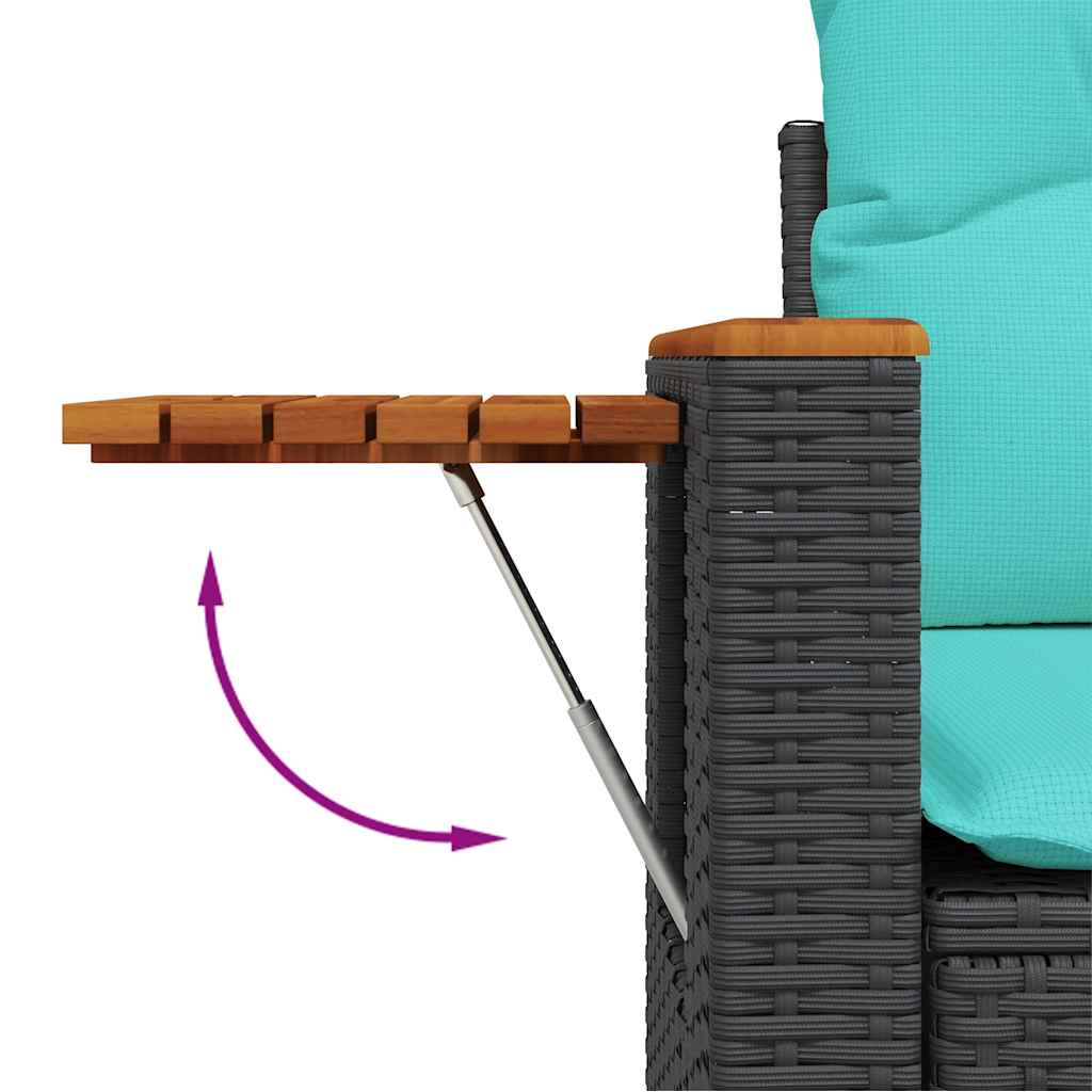 5-tlg. Garten-Sofagarnitur mit Kissen Schwarz Poly Rattan