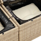 7-tlg. Garten-Sofagarnitur mit Kissen Beige Poly Rattan Akazie