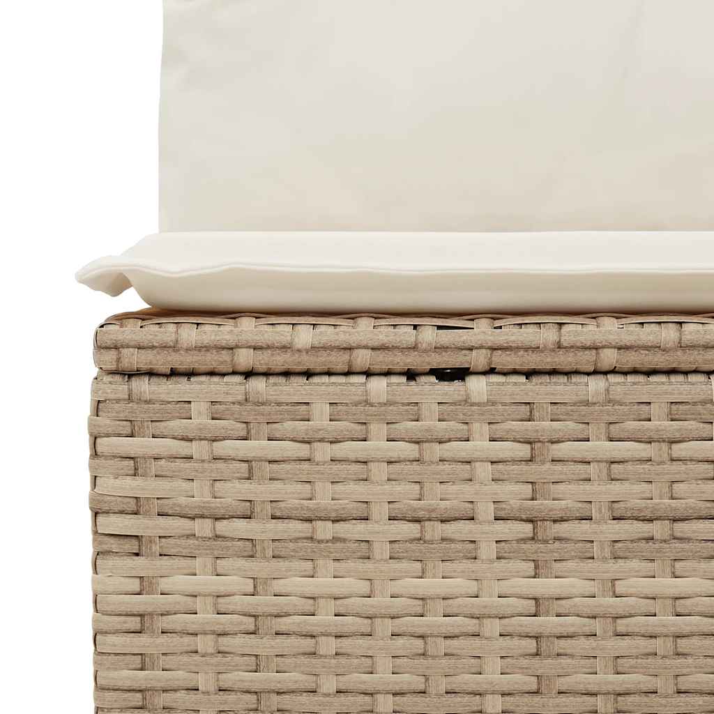 9-tlg. Garten-Sofagarnitur mit Kissen Beige Poly Rattan Akazie