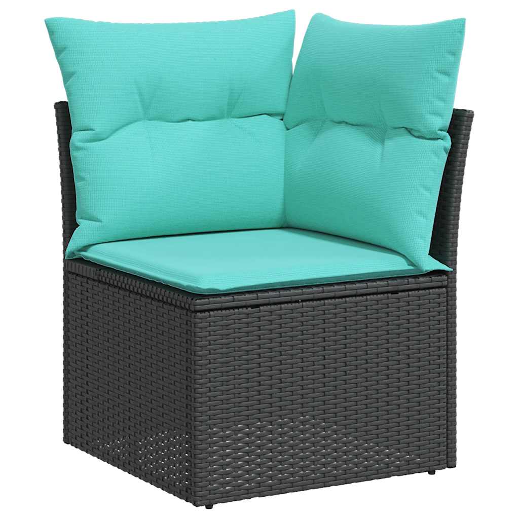 6-tlg. Garten-Sofagarnitur mit Kissen Schwarz Poly Rattan