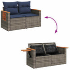 7-tlg. Garten-Sofagarnitur mit Kissen Schwarz Poly Rattan