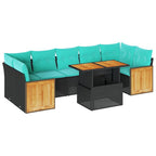 10-tlg. Garten-Sofagarnitur mit Kissen Schwarz Poly Rattan