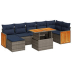 8-tlg. Garten-Sofagarnitur mit Kissen Braun Poly Rattan Akazie