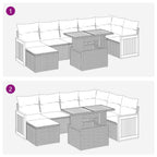 8-tlg. Garten-Sofagarnitur mit Kissen Braun Poly Rattan Akazie