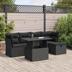 6-tlg. Garten-Sofagarnitur mit Kissen Schwarz Poly Rattan