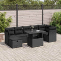 8-tlg. Garten-Sofagarnitur mit Kissen Schwarz Poly Rattan