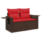9-tlg. Garten-Sofagarnitur mit Kissen Braun Poly Rattan