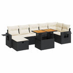 5tlg. Garten-Sofagarnitur mit Kissen Schwarz Poly Rattan Akazie