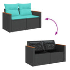 7-tlg. Garten-Sofagarnitur mit Kissen Braun Poly Rattan Akazie