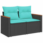 8-tlg. Garten-Sofagarnitur mit Kissen Grau Poly Rattan Akazie