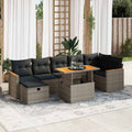 5-tlg. Garten-Sofagarnitur mit Kissen Grau Poly Rattan