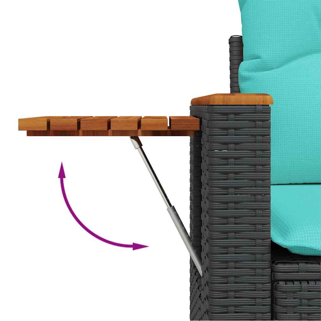 7-tlg. Garten-Sofagarnitur mit Kissen Braun Poly Rattan Akazie