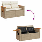 5-tlg. Garten-Sofagarnitur mit Kissen Beige Poly Rattan