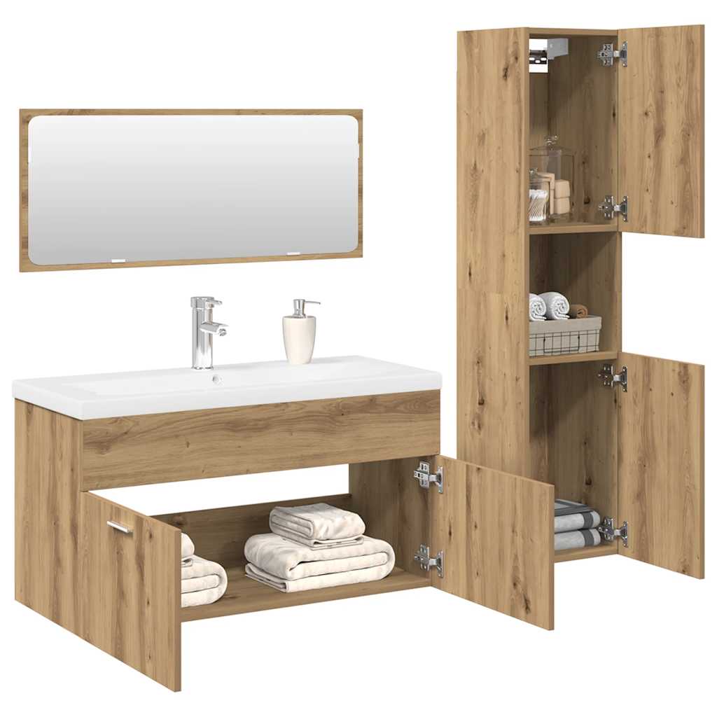 4-tlg. Badmöbel-Set Artisan-Eiche Holzwerkstoff