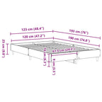 Bettrahmen Beton Grau 193 x 123 x 25 cm Holzwerkstoff