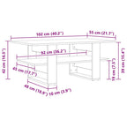 Couchtisch Schwarz Eichen-Optik 102 x 55 x 42 cm Holzwerkstoff
