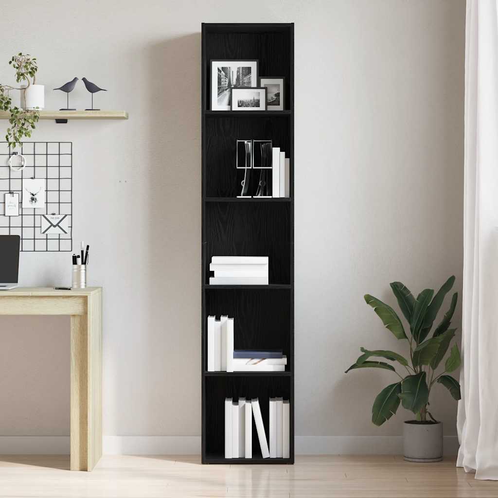 Bücherregal Eiche Schwarz 40 x 30 x 189 cm Holzwerkstoff