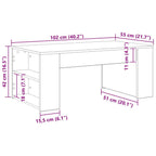 Couchtisch Schwarz Eichen-Optik 102 x 55 x 42 cm Holzwerkstoff