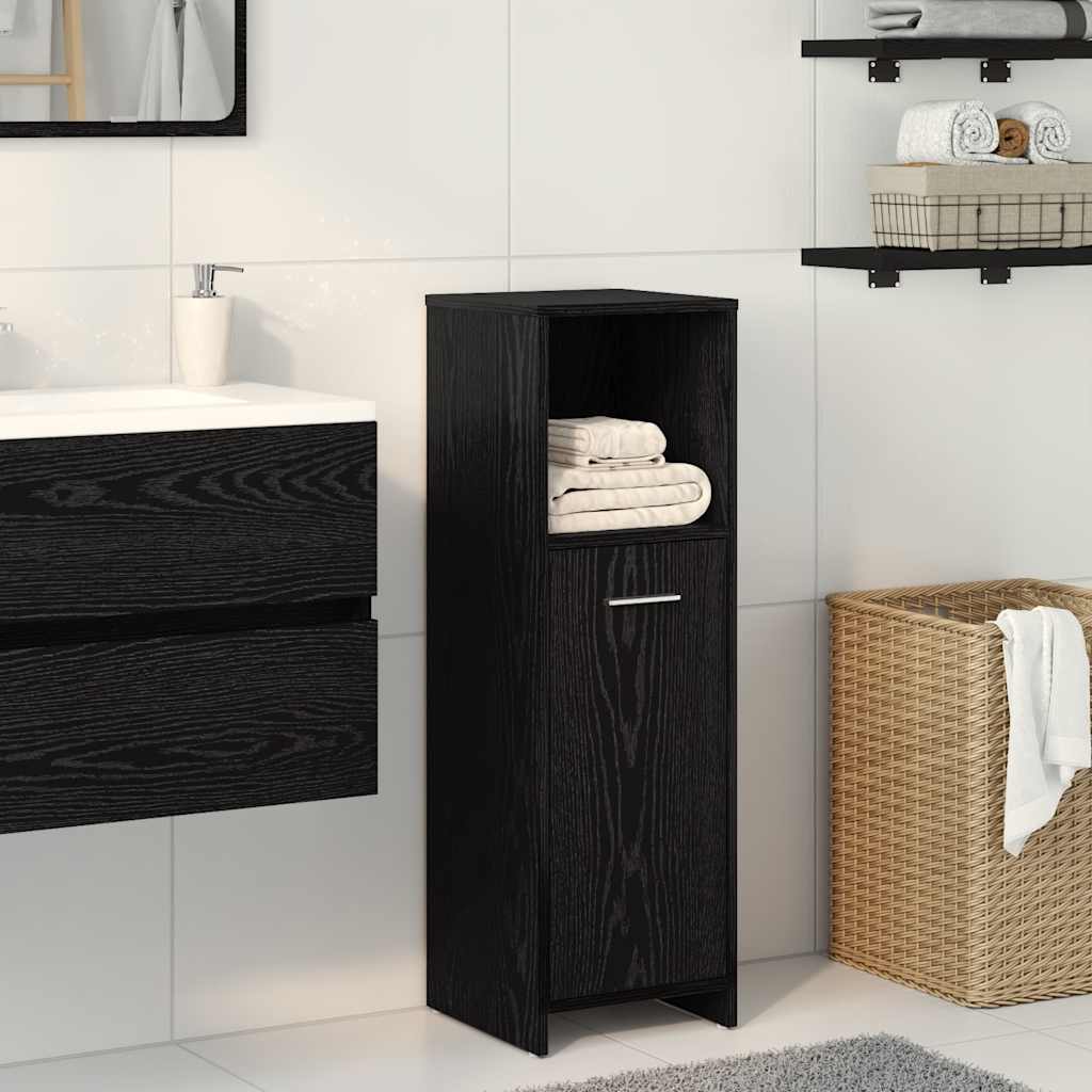 Badezimmerschrank aus schwarzer Eiche, 30 x 30 x 95 cm, Holzwerkstoff