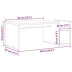 Couchtisch Schwarz Eichen-Optik 90 x 45 x 35 cm Holzwerkstoff