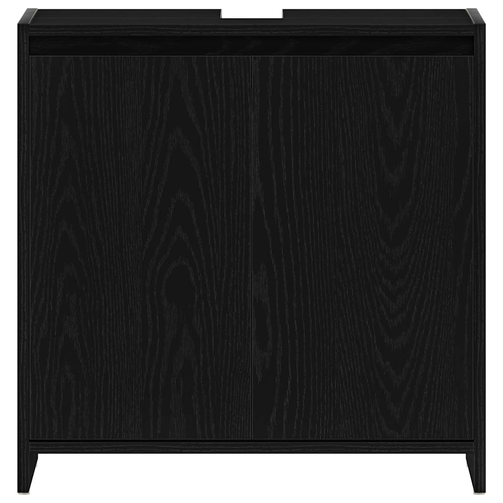 Badschrank Schwarz Eichen-Optik 60x33x61 cm Holzwerkstoff