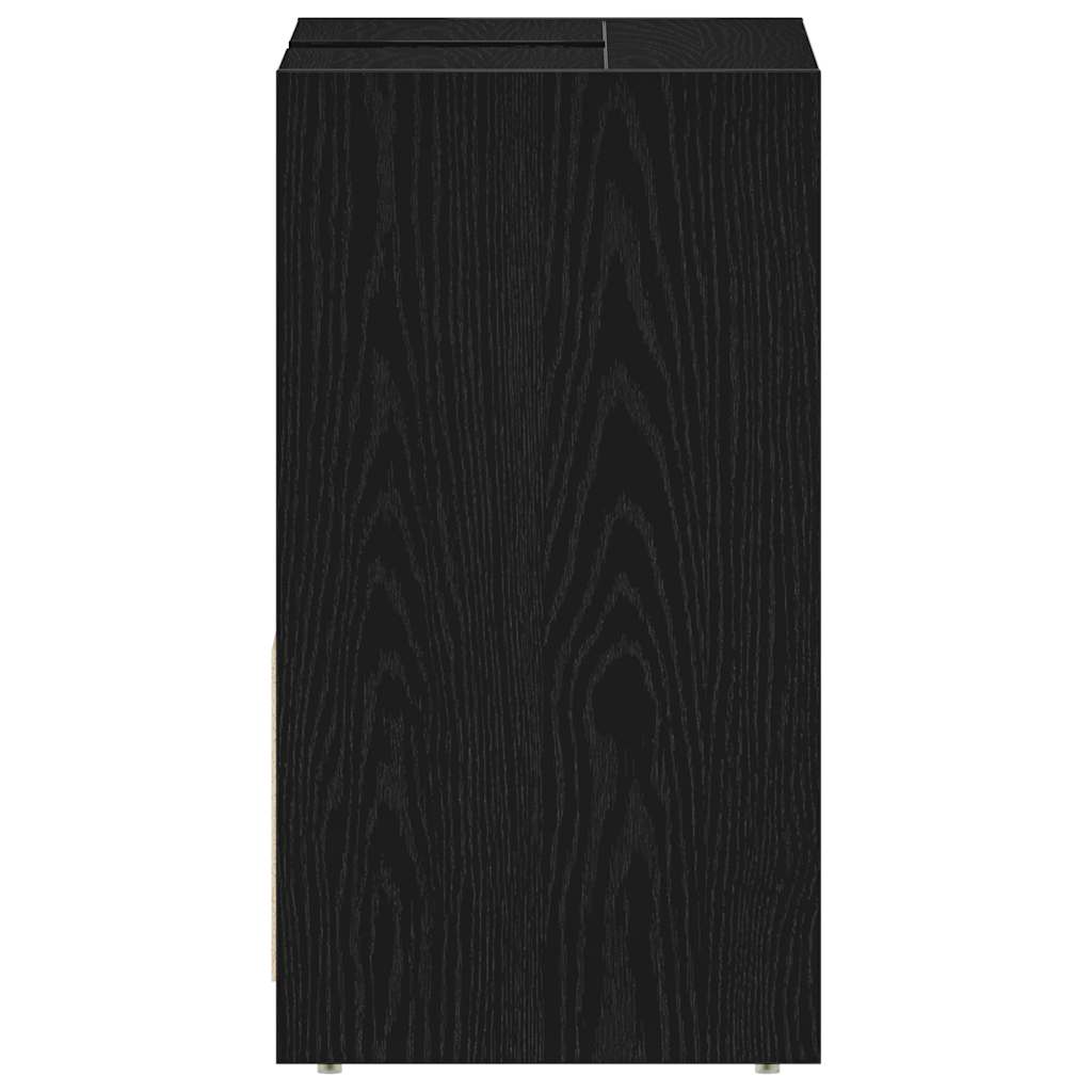 Badschrank Schwarz Eichen-Optik 60x33x61 cm Holzwerkstoff