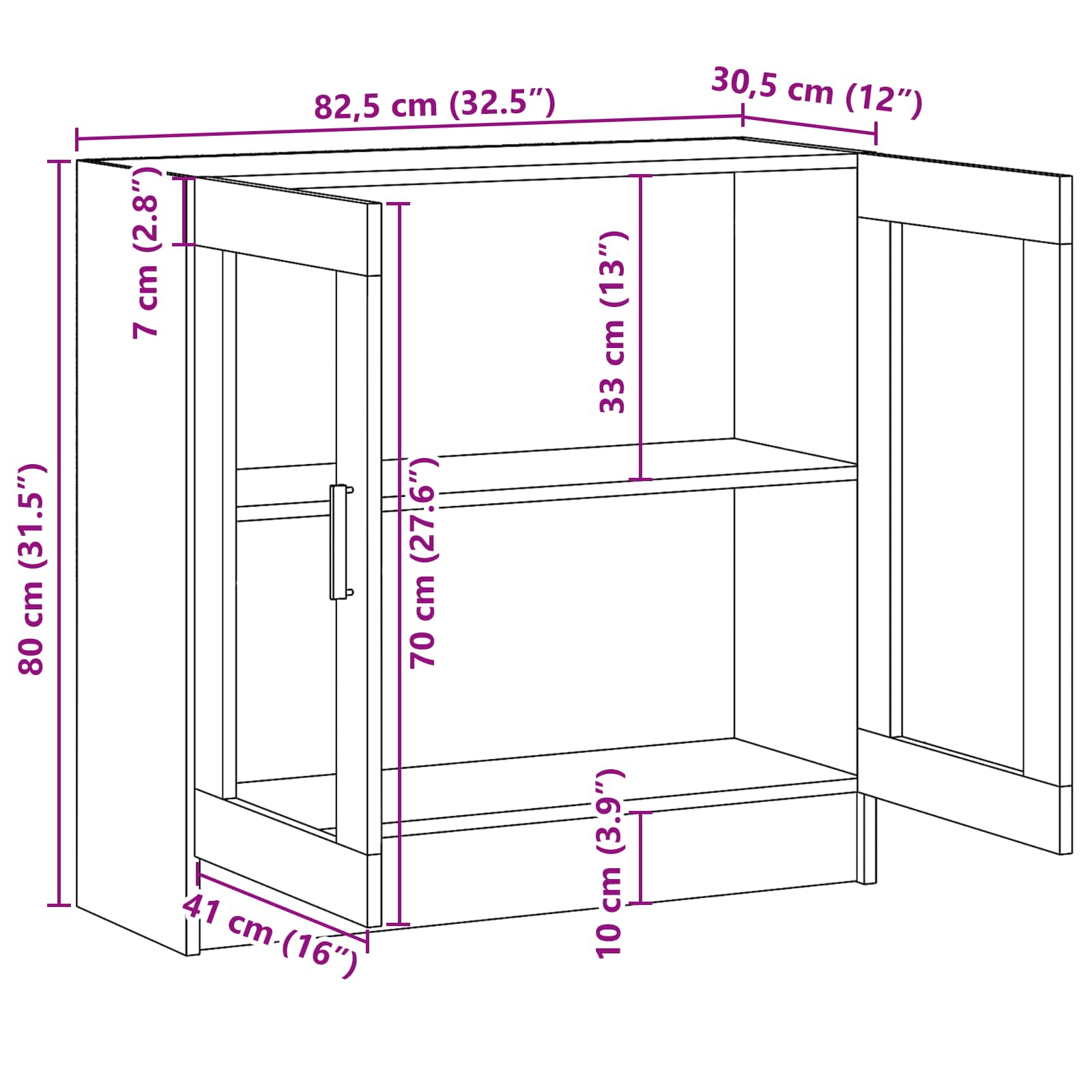 Bücherregal Schwarz Eichen-Optik 82,5 x 30,5 x 80 cm