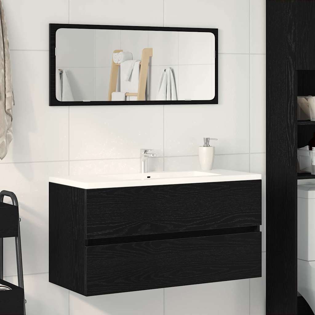 Spülbeckenschrank Schwarz Eiche 90x38,5x45 cm Holzwerkstoff