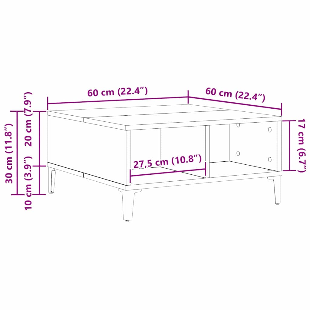 Couchtisch Artisan-Eiche 60 x 60 x 30 cm