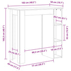 Bartisch Schwarz Eichen-Optik 102 x 50 x 103,5 cm Holzwerkstoff