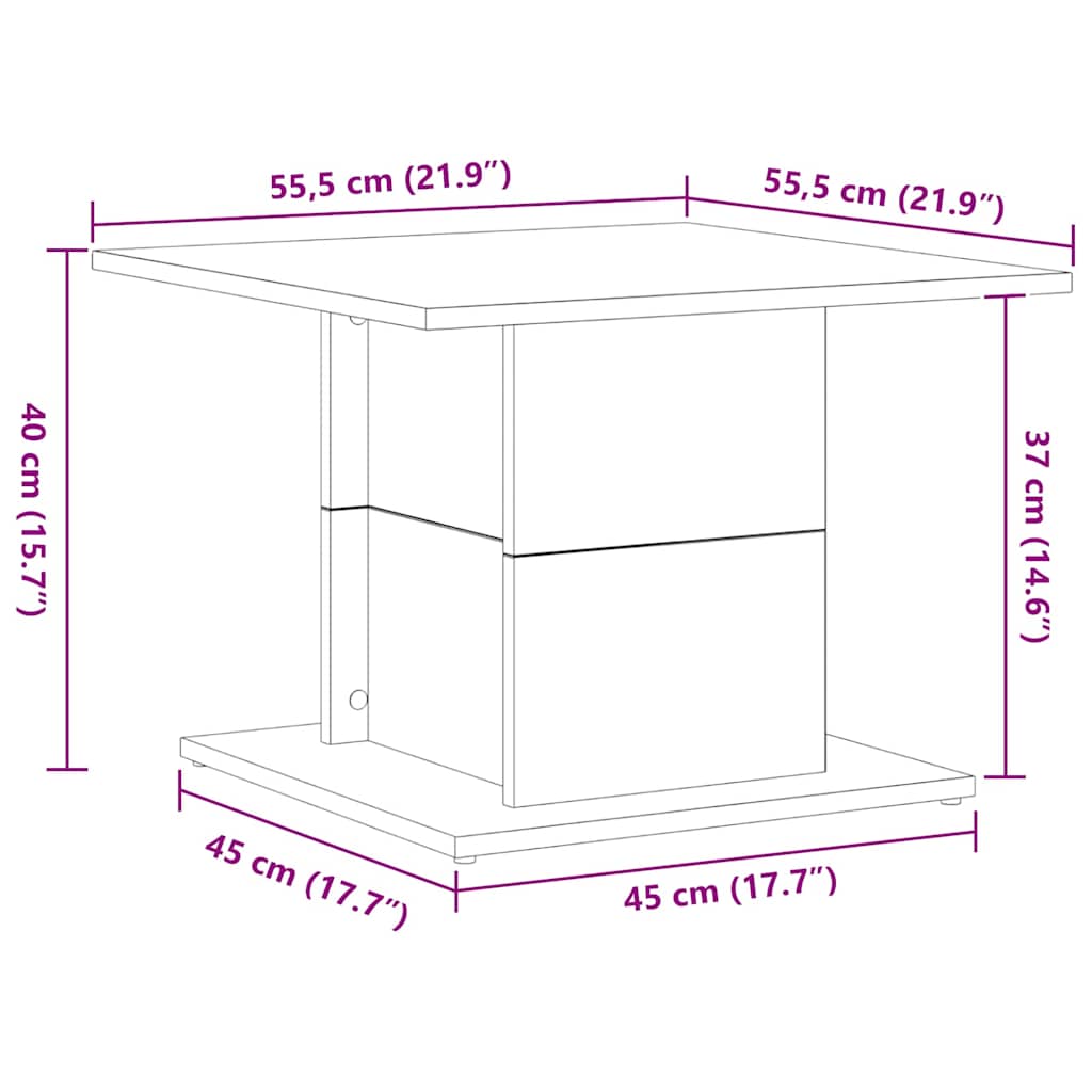 Couchtisch Schwarz Eichen-Optik 55,5 x 55,5 x 40 cm