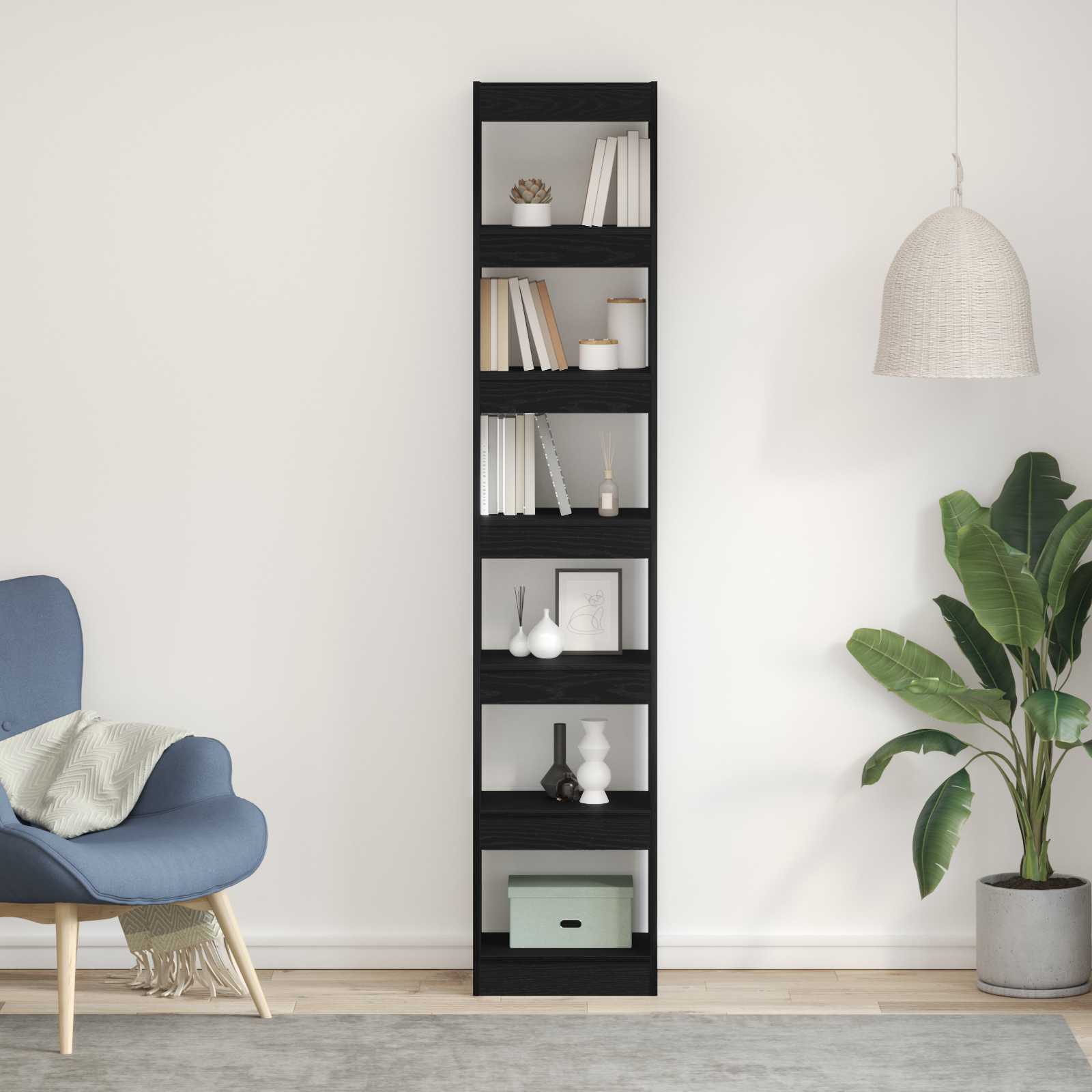 Bücherregal Schwarz Eichen-Optik 40 x 30 x 198 cm Holzwerkstoff