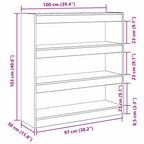 Bücherregal Schwarz Eichen-Optik 100 x 30 x 103 cm