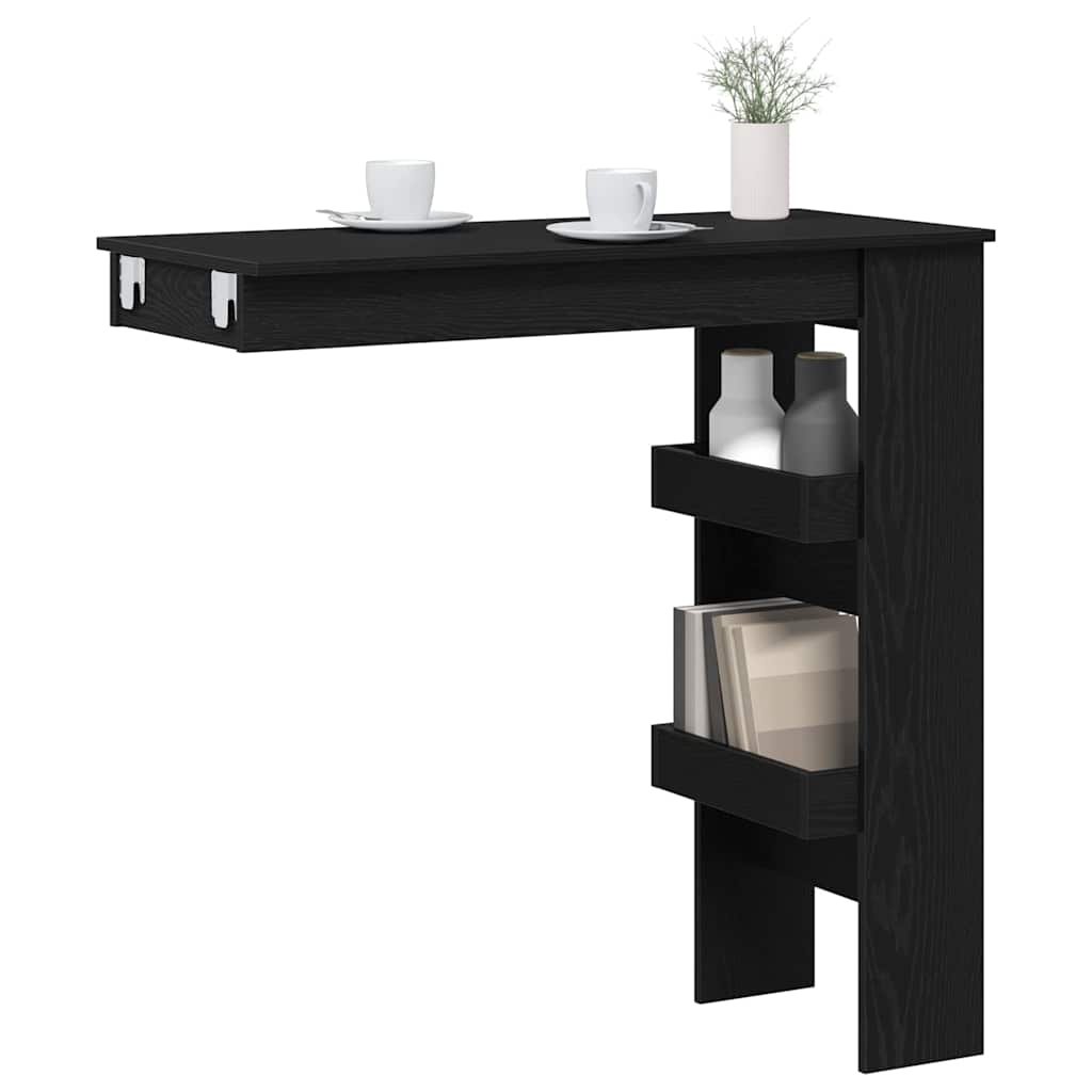 Wand Bar Tisch Schwarz Eichen-Optik 102 x 45 x 103,5 cm