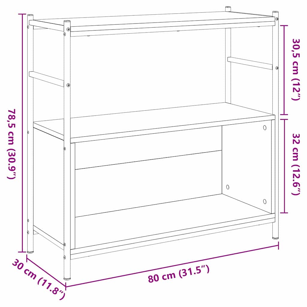 Regal Schwarz Eichen-Optik 80 x 30 x 78.5 cm Holzwerkstoff