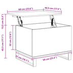 Couchtisch Schwarz Eichen-Optik 60 x 44,5 x 45 cm
