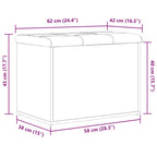 Sitzbank mit Stauraum Schwarz Eichen-Optik 62 x 42 x 45 cm