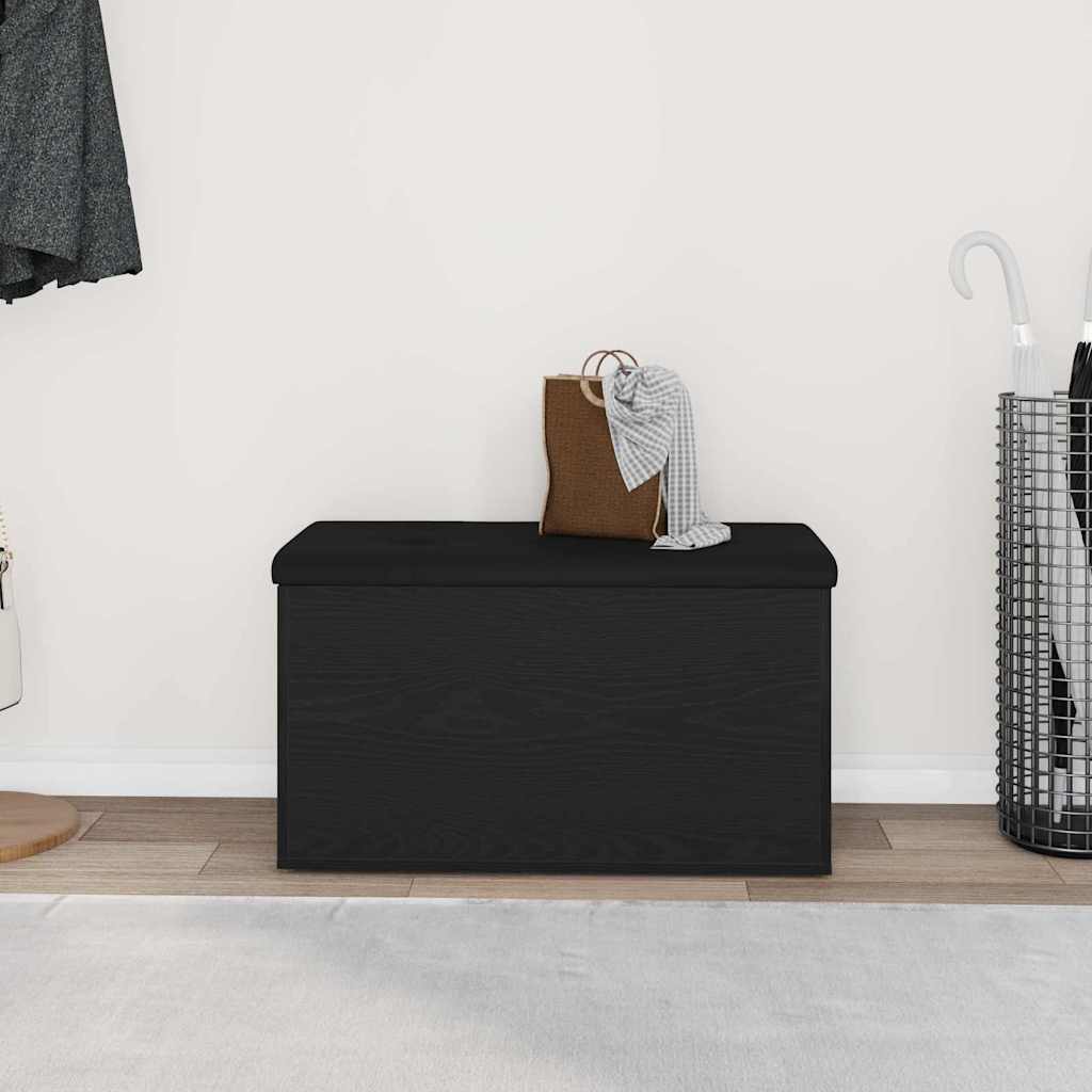 Sitzbank mit Stauraum Schwarz Eichen-Optik 82 x 42 x 45 cm