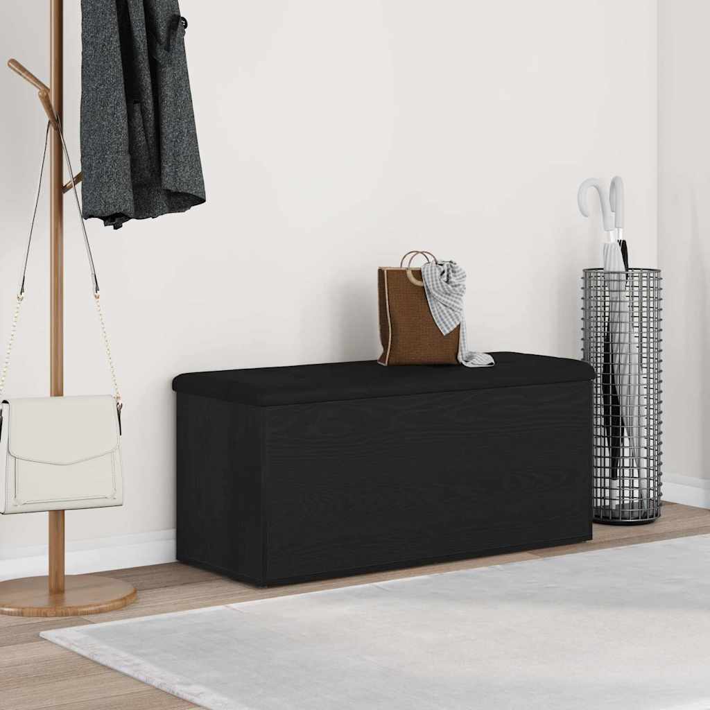 Sitzbank mit Stauraum Schwarz Eichen-Optik 102 x 42 x 45 cm