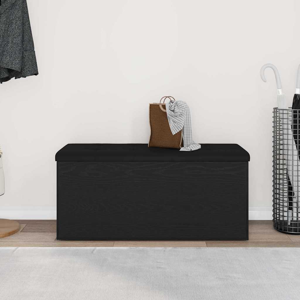 Sitzbank mit Stauraum Schwarz Eichen-Optik 102 x 42 x 45 cm