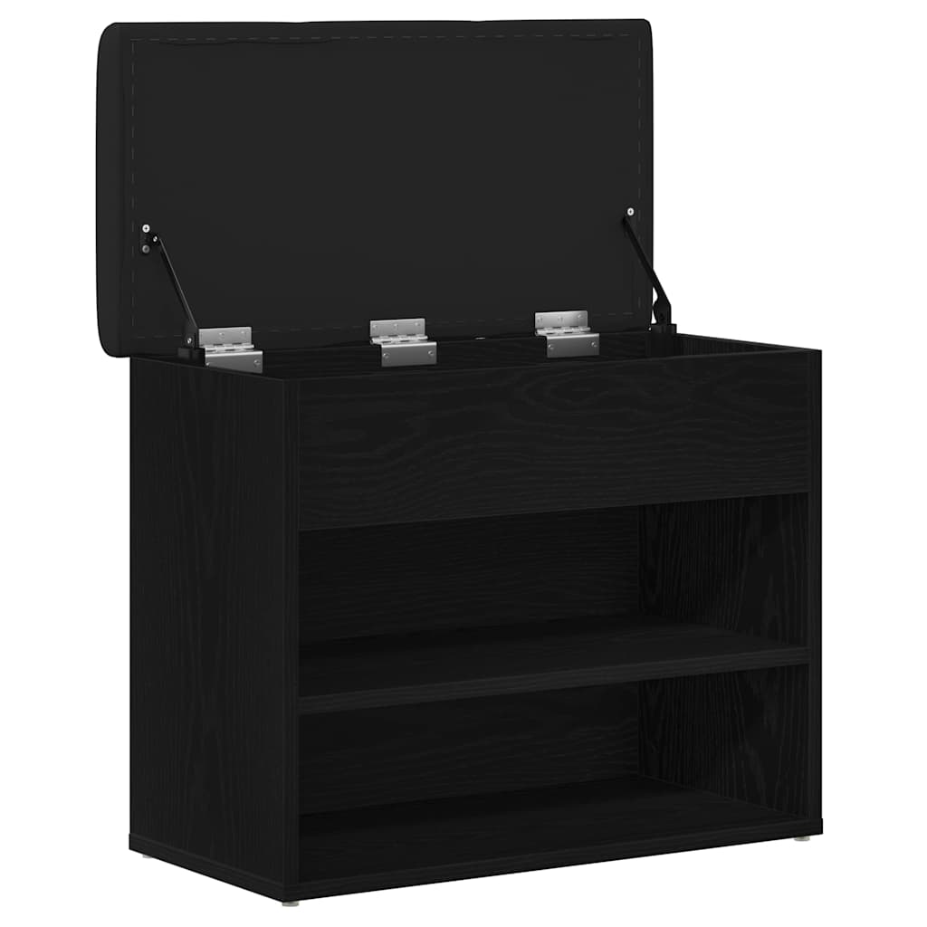 Sitzbank mit Stauraum Schwarz Eichen-Optik 62 x 32 x 50 cm