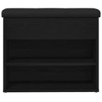 Sitzbank mit Stauraum Schwarz Eichen-Optik 62 x 32 x 50 cm