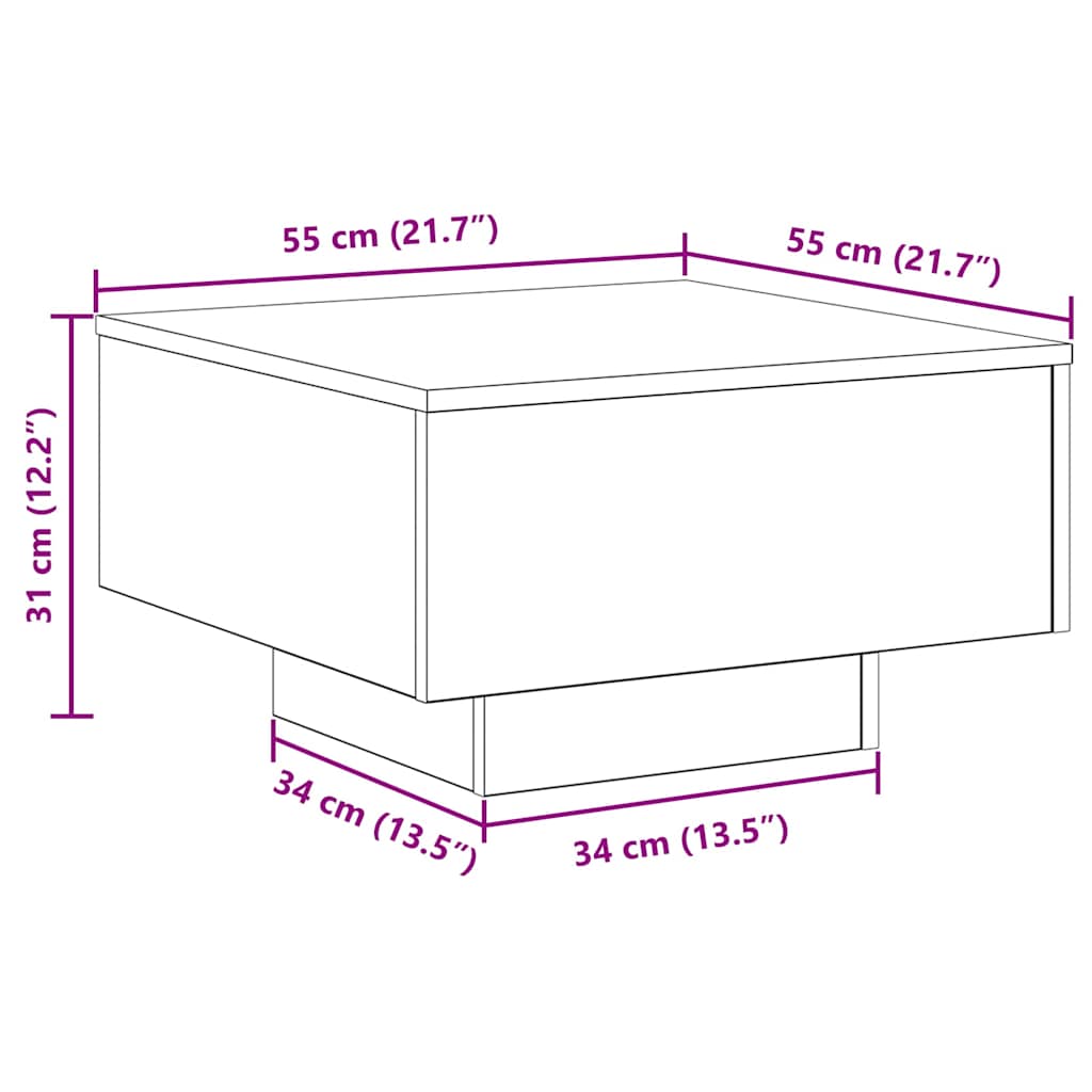 Couchtisch Schwarz Eichen-Optik 55 x 55 x 31 cm
