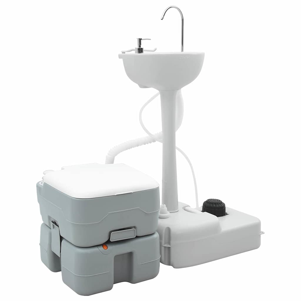 Camping Toiletten-Set 2 pcs Grau 50,5 x 33 x 103 cm