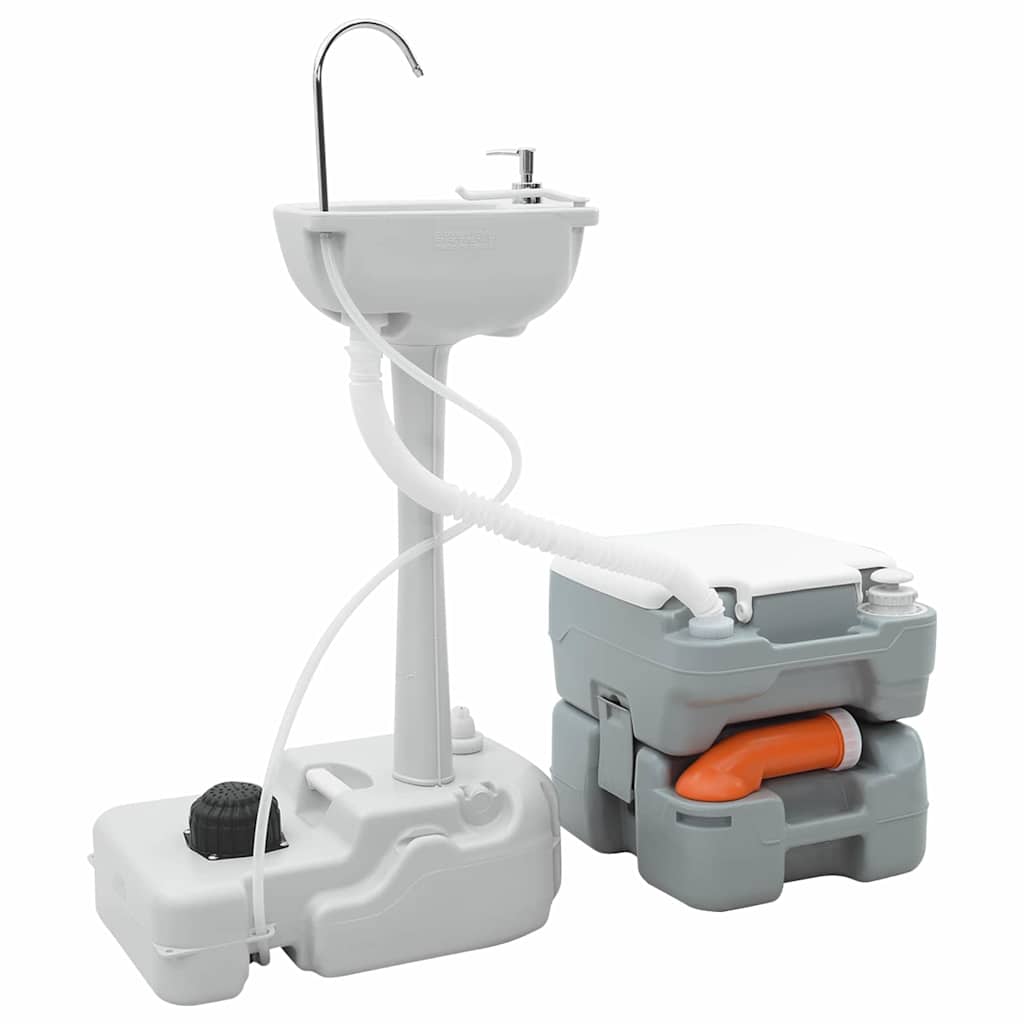 Camping Toiletten-Set 2 pcs Grau 50,5 x 33 x 103 cm