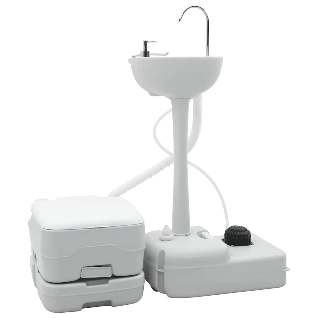 Camping Toiletten-Set 2 pcs Grau und Weiß